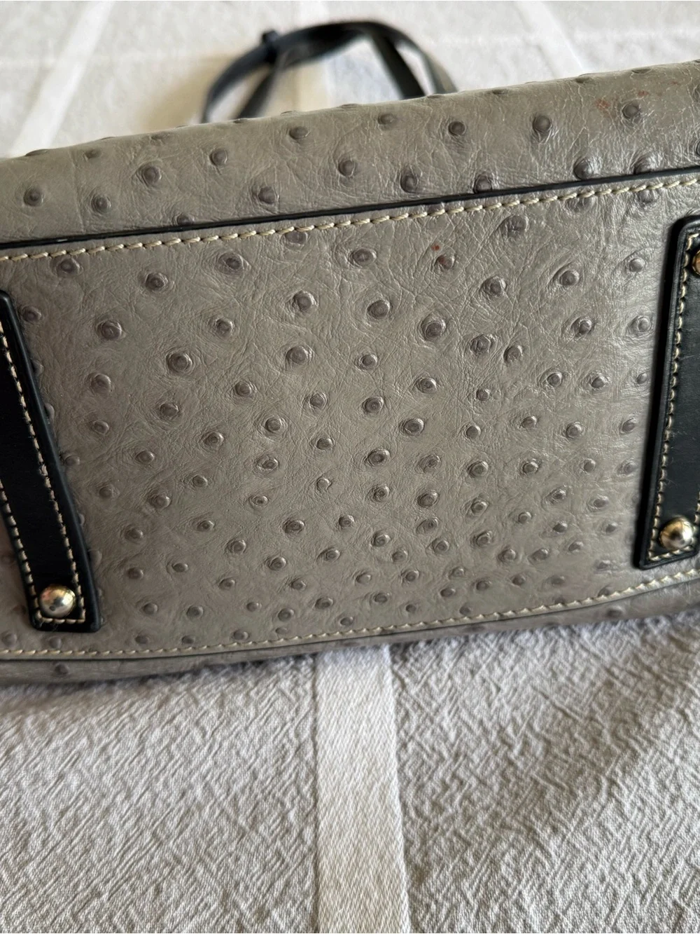 Dooney & Bourke Gray Ostrich-Embossed Tote with Black Handles
